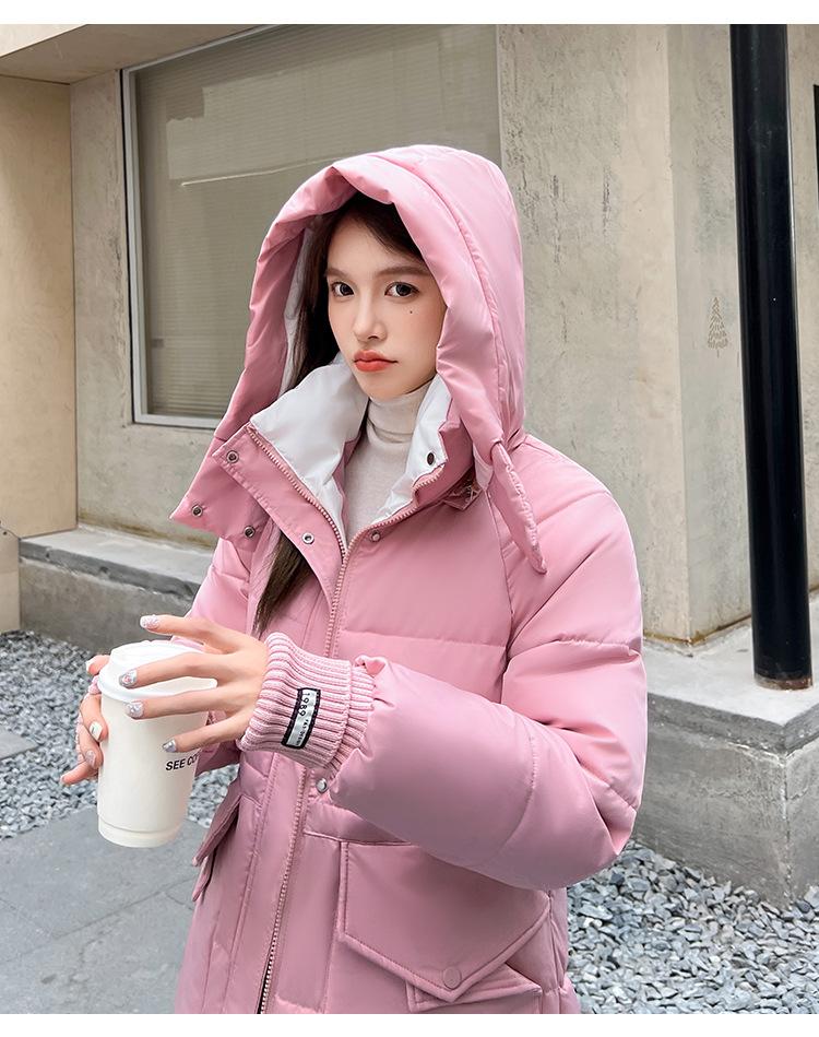 Women’s Short Hooded Windproof Thicken Warm Winter Jacket With Knitted Extension Sleeves