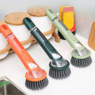 Щетка для мытья посуды с дозатором мыла с длинной ручкой и отверстием для подвешивания, дизайн кухни