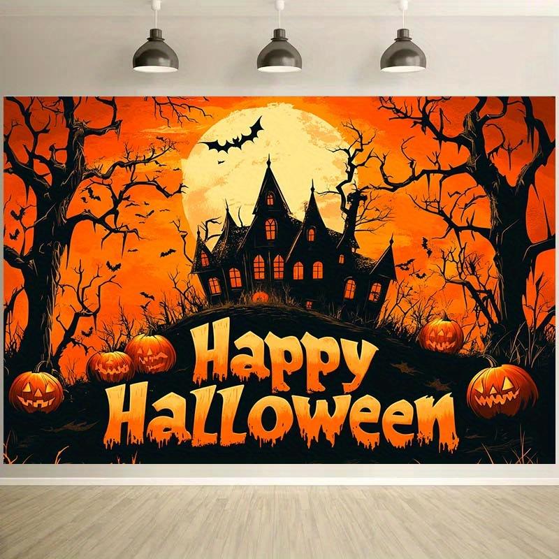 1pc 2D flat Halloween banner background cloth, create a horror atmosphere, home decoration, no power supply required——sym