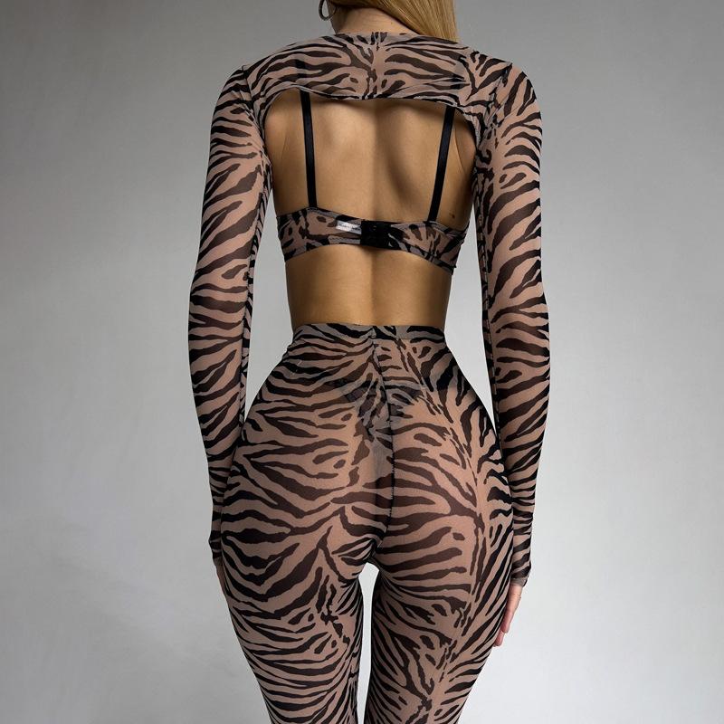 Aduloty Женское сексуальное нижнее белье, тонкая сетка, новое летнее эротическое белье с леопардовым узором, сетчатое нижнее белье, комплект из четырех штук