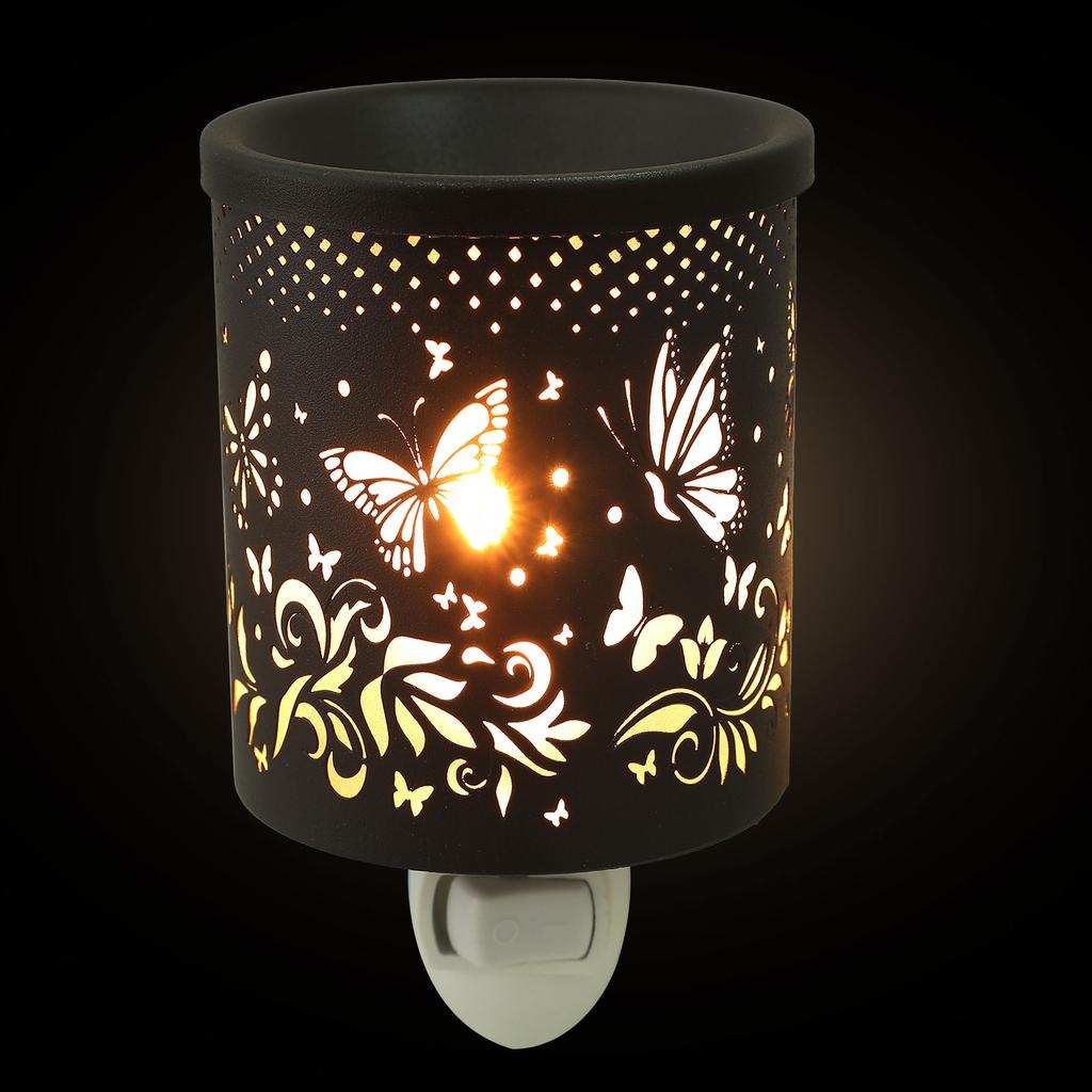 Железный материал Электрическая восковая горелка Ароматическая восковая горелка для аромамасла Теплый свет Диффузор Включаемый в розетку Домашний декор Аромалампы