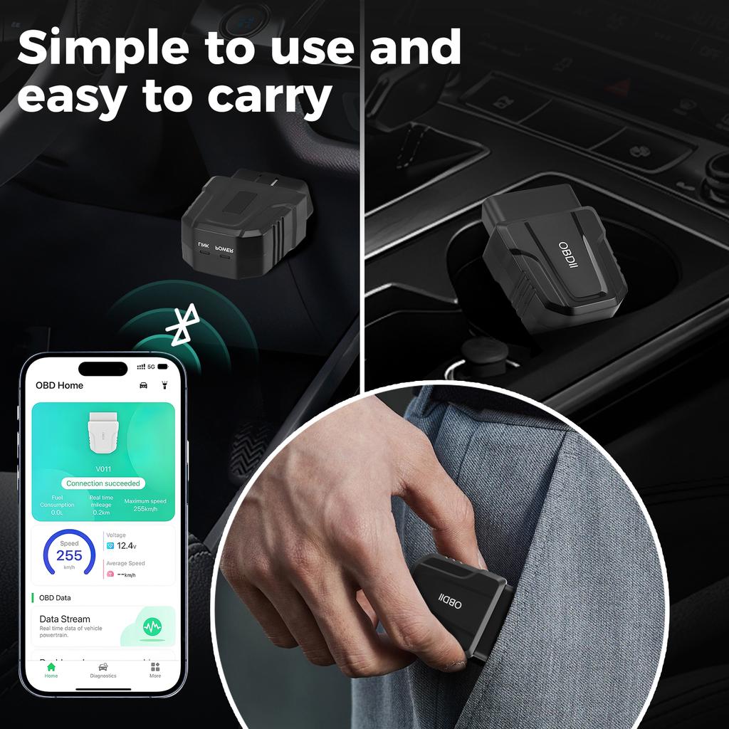 Автомобильный считыватель кодов неисправностей Bluetooth5.4 Автомобильные диагностические инструменты для IOS Android Windows Сканер кодов Поддержка Smart Scan Tool ODB2