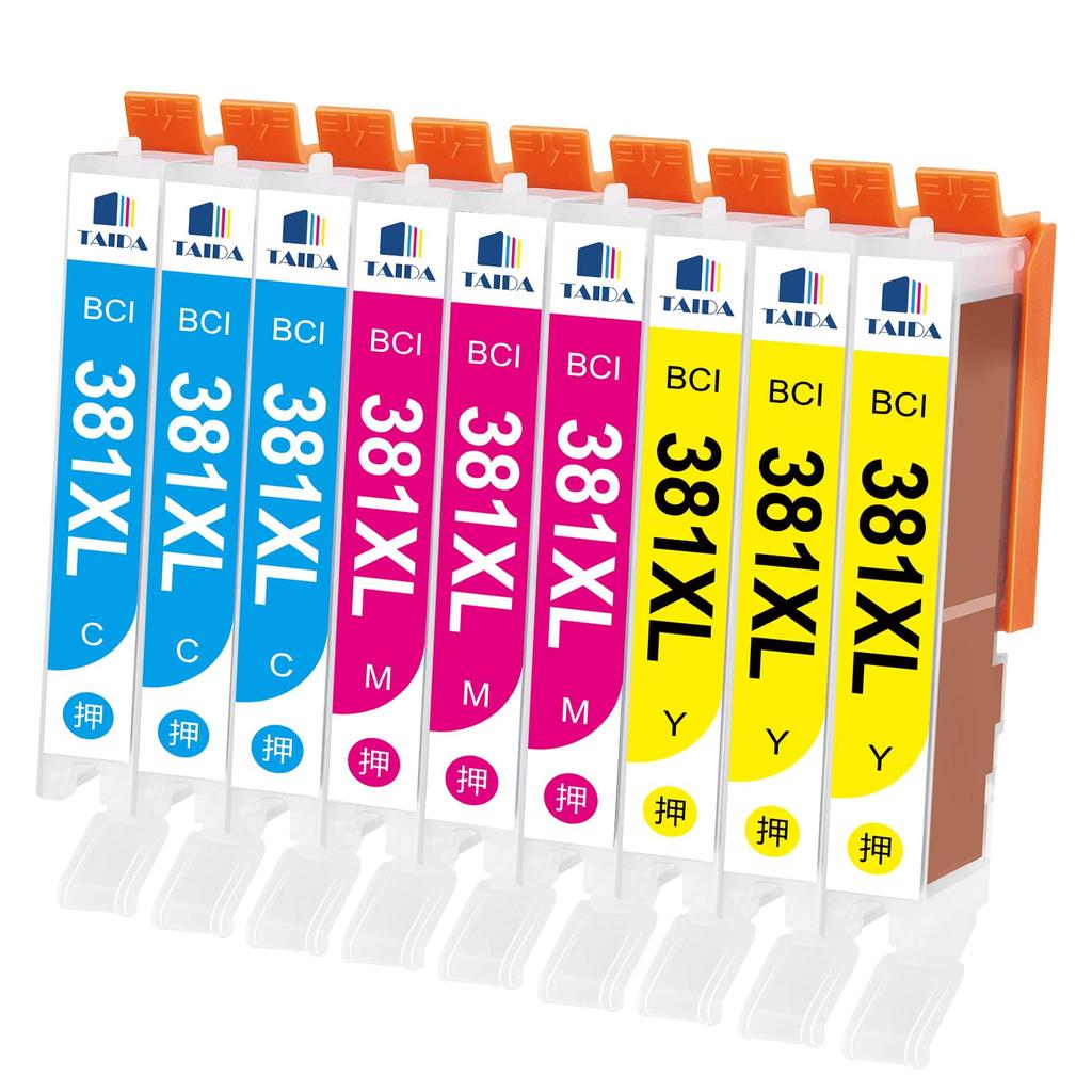 Compatible Ink Cartridges for 381 XL Compatible with Canon PIXMA and TS703 Made by BCI-381XL Canon, (C/M/Y), 9-Pack, High-Yield, TS8130, TS8230,