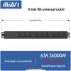 Мощный сетевой фильтр PDU 63A/100A с 3-контактным воздушным выключателем и беспроводной розеткой.