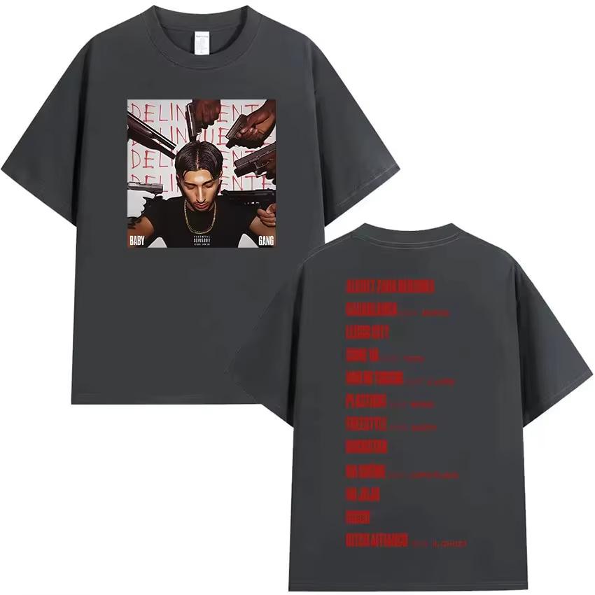 Rapper Baby Gang Album Graphic pure Cotton music Tshirt Men Retro 2026 New Summer Hip hop unisex Short sleeve shirt fan gifts