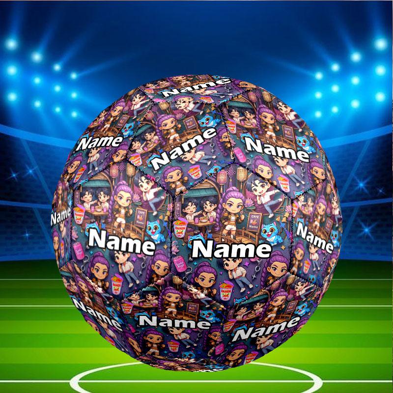 Custom Name Personalized Kpop Demon Hunter Print Size 5 Soccer Ball Training & Match Football, for Team, Kicking, Gift for Football Enthusiasts
