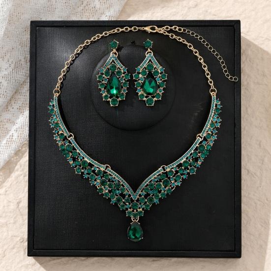 1 Set Necklace Earrings Set Rhinestone Necklace Earrings Prom Wedding Party Bride Symmetric Dangle Earrings Formal Occasions Neck Jewelry Set