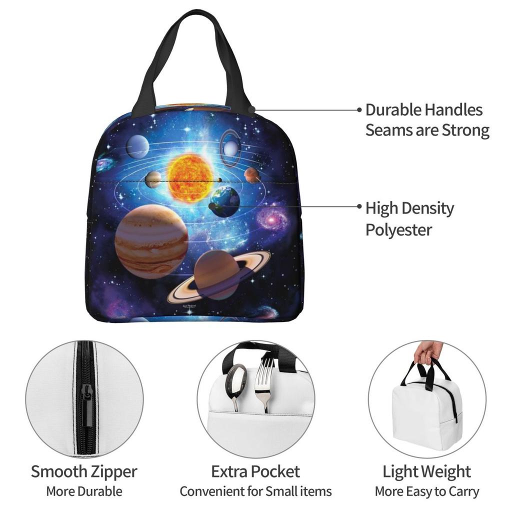 Solar System Space Planets Universe Insulated Lunch Bag for Kids School Cooler Thermal Food Box Tote Lunch Boxes Container