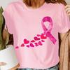 Pink Ribbon Hearts Breast Cancer Awareness October 2023 Womens T-Shirt  BC