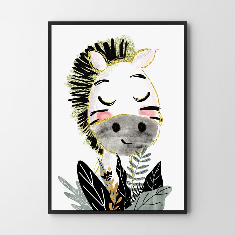 Плакат для детей картинки зебра украшения детская комната