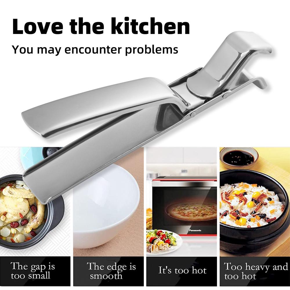 Anti-scald Gripper Clip Hot Dish Non-slip Plate Bowl Clip Retriever Tongs Silicone Handle Bowl Dishes Anti-scald Kitchen Tool