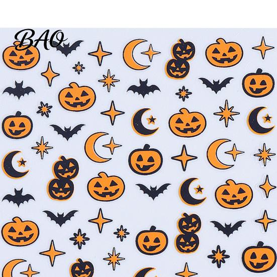 DIY Nail Stickers Halloween Self Adhesive Stickers, Pumpkin Bat Moon Star Manicure Decals, Art Decoration for Home Salon Decorative