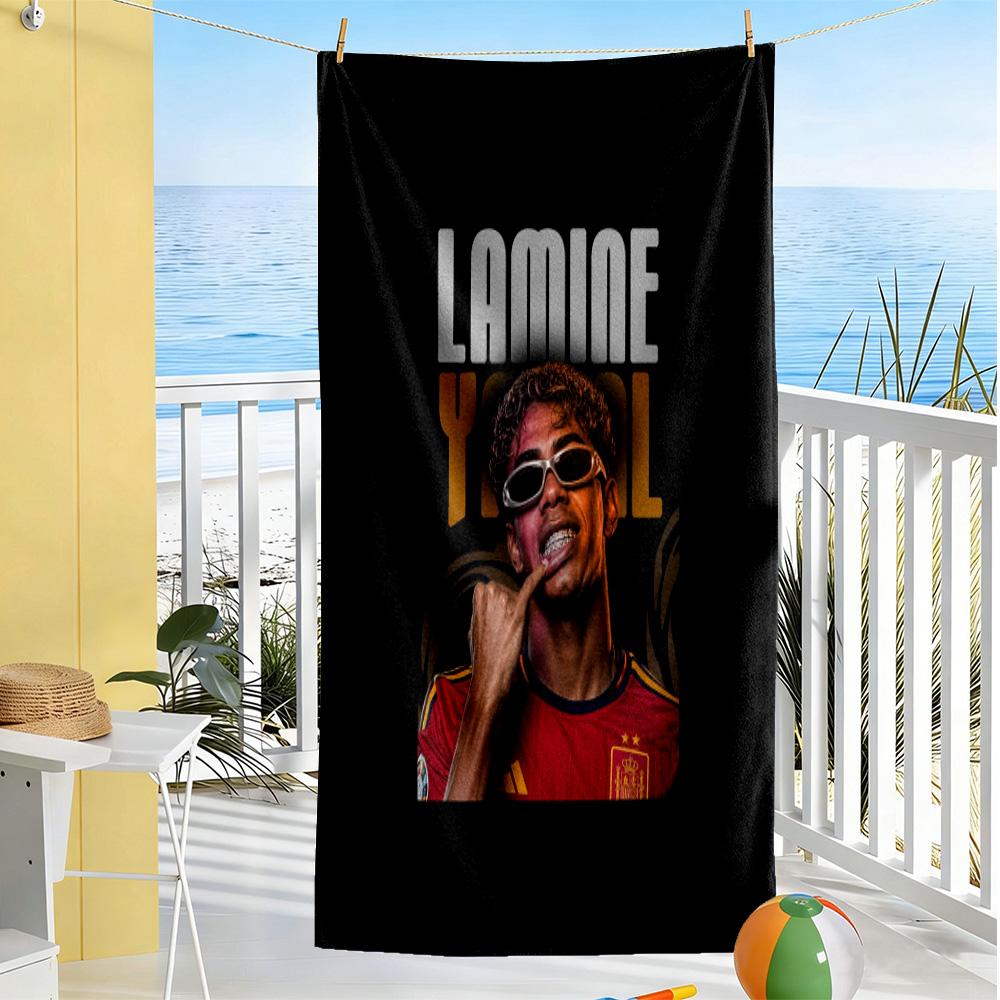 Lamine Yamal Dynamic Soccer Celebration Beach Towel Super Soft Microfiber Quickdry Fabric Comfortable Lightweight