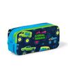 coral high Kids Blue Navy Monster Truck Patterned Two Compartment Pencil Bag 22285