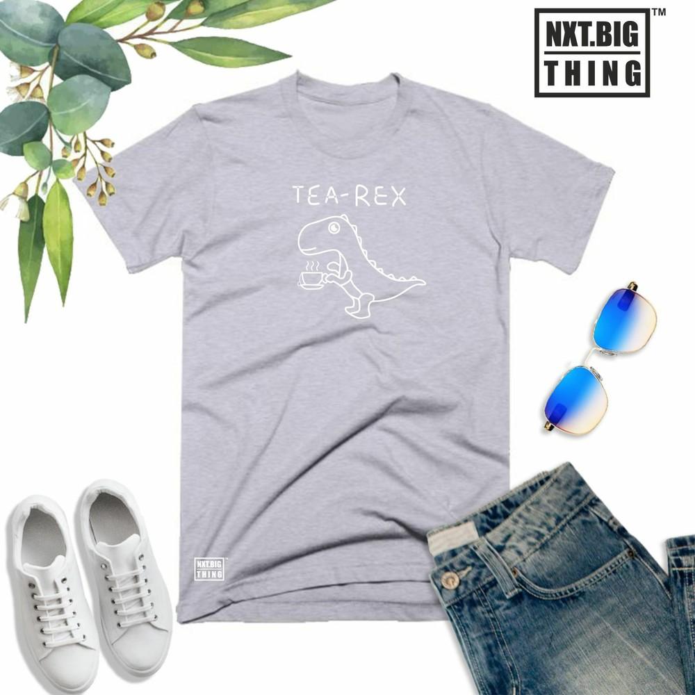 Tea Rex T Shirt Cute Dinosaur Jurassic Morning Coffee Brew Fun Xmas Gift Unisex Top