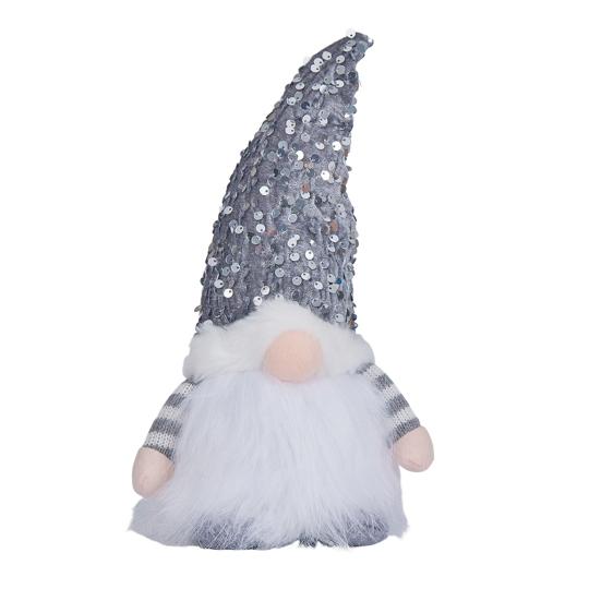 Light-Up Christmas Gnome Decoration Handmade Sequin Hat Faceless Dwarf Doll with Light Glowing Plush