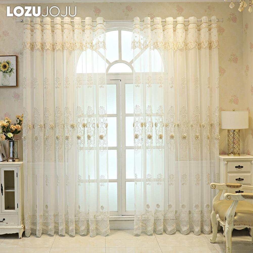 1 шт. LOZUJOJU Элегантная европейская вышитая трехмерная прозрачная штора высотой 260 см, тюль для гостиной, спальни, украшения окон, домашнего декора