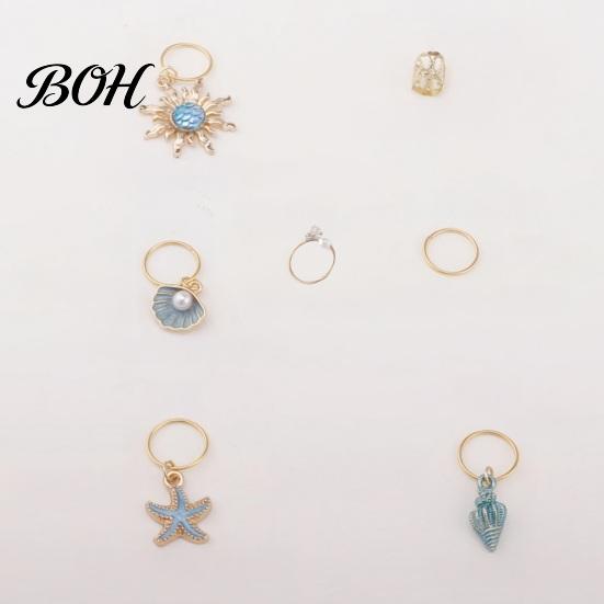 Party Hair Jewelry 45Pcs Dreadlock Accessories, Open Design Easy to Wear Braided Ocean Inspired Decor Rings with Marine Elements Starfish Shells
