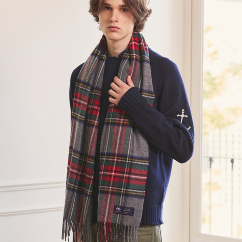 ABRAHAM MOON Шаль-шарф из мериносовой шерсти 50 см - Новый серый Стюарт