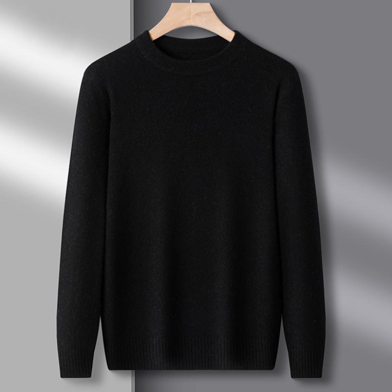 Autumn And Winter New Trendy Round Neck Men's Casual Solid Color Inner Warm Base Sweater Sweater Men's Clothing