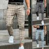 Men's Casual Plaid Printed Mid-waist Casual Trousers European And American Style Micro-elastic Soft And Comfortable Trousers