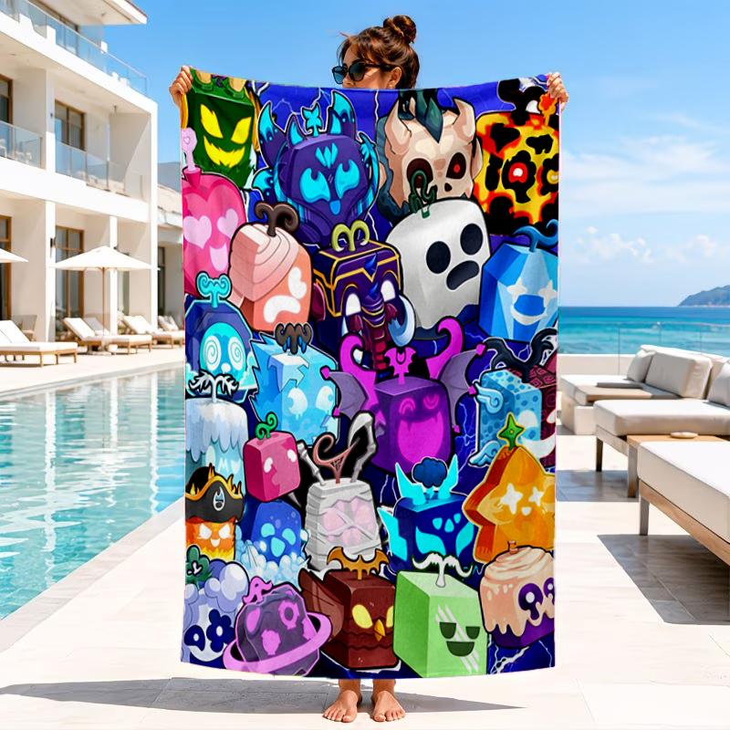 Colorful Cube Creatures Beach Towel, Microfiber Beach Towel, Perfect For Pool, Beach, Travel, Home Decor Beach Party Fan gifts