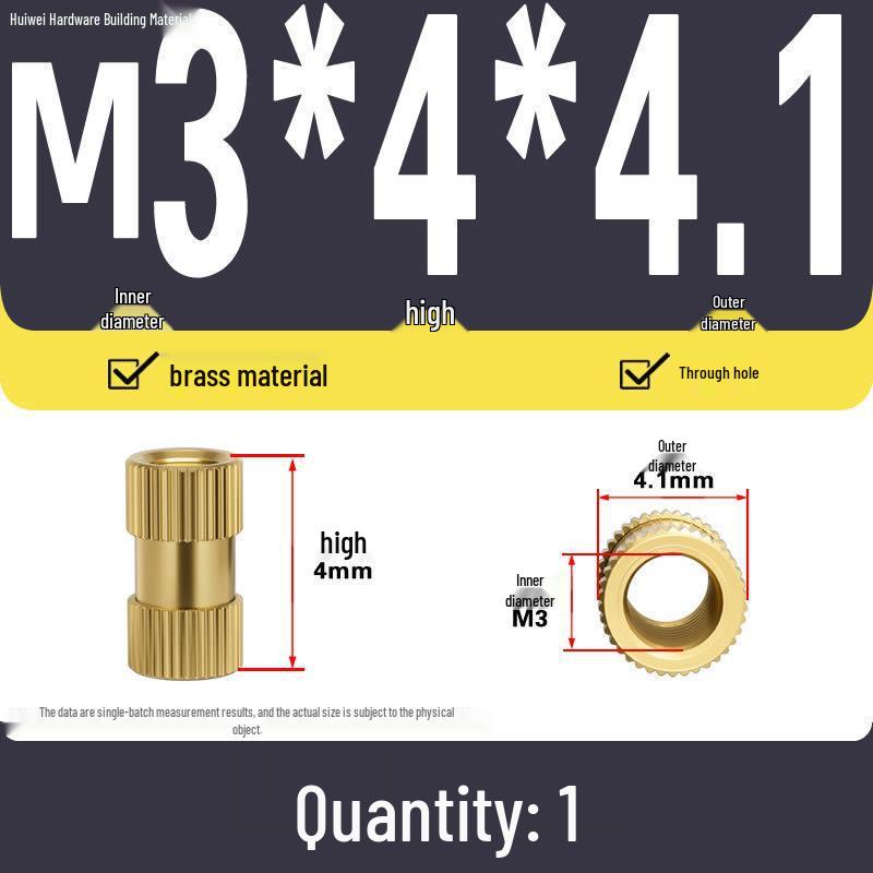 Two-Way Injection Molding Copper Knurled Nut Insert (M2-M8)