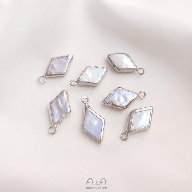 Натуральный барочный неправильной формы жемчуг с двумя отверстиями, рисовая бусина, плоская круглая подвеска для ручной работы, DIY, безельная оправа