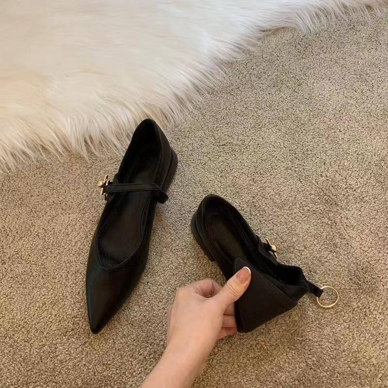 Туфли Мэри Джейн с острым носком, женские, 2024, новые, на низком каблуке, босиком, элегантные женские балетки, туфли Zapatos De Mujer, женские, на высоком каблуке