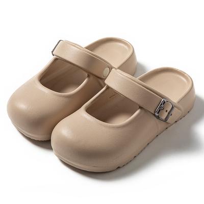 Модные женские сандалии Мэри Джейн, уличные сандалии на толстой подошве с закрытым носком, садовые клоги, пляжные тапочки, мягкая подошва, домашние тапочки