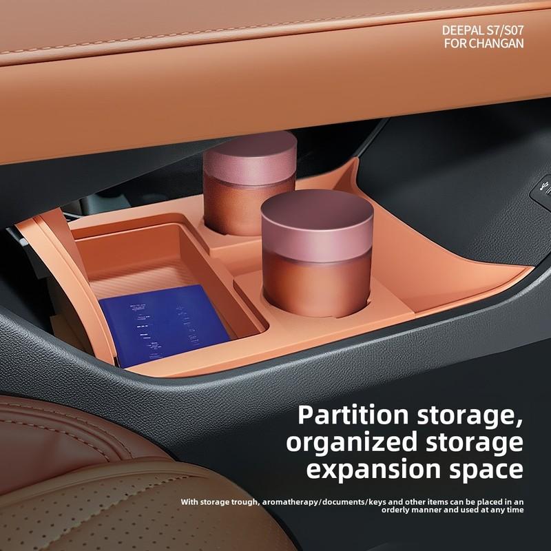 For Changan Deepal S07 Under Central Control Storage Box Silicone Waterproof Console Organizer Tray Interior Accessories