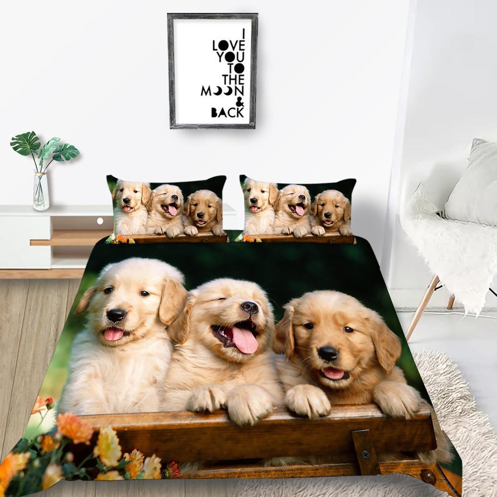 Новая мода, чехол для постельного белья для собак, костюм с рисунком домашних животных, домашний текстиль, комплект постельного белья, пододеяльник, роскошный комплект пододеяльников королевского размера