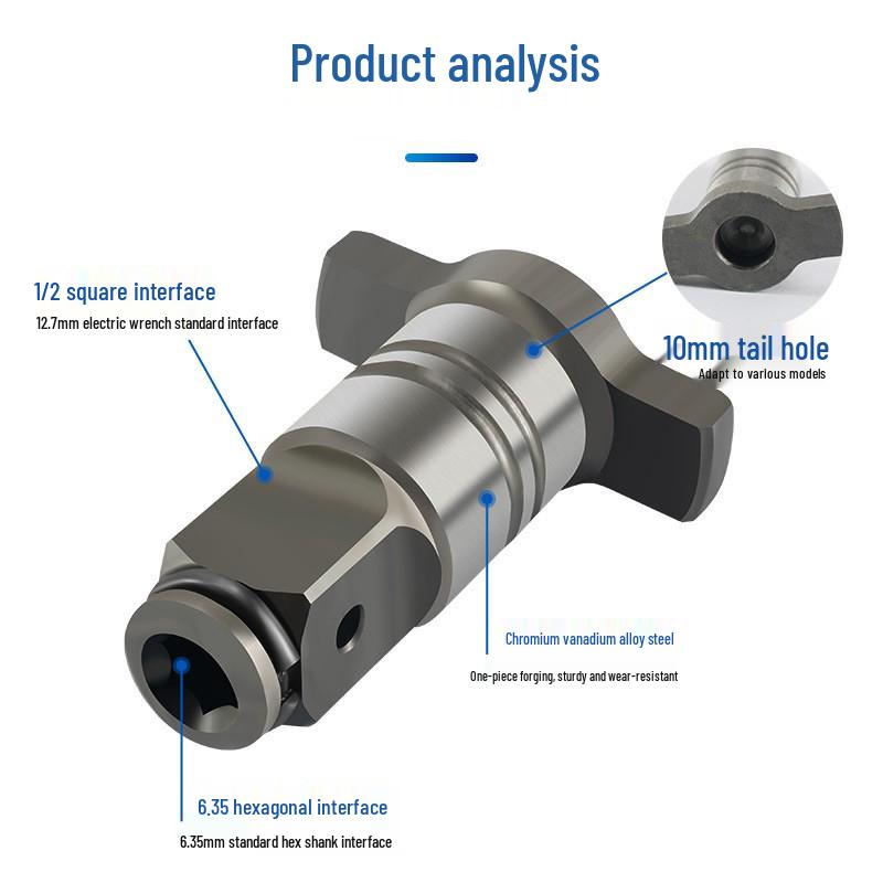 Electric Wrench to Hammer Adapter: Convert 1/2 Square Shank to Round Shank with 2 Slots & 2 Grooves for Impact Drill