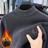 Мужской вязаный свитер с флисовой подкладкой и полувысоким воротником - Теплый базовый слой с вышивкой на осень/зиму