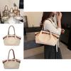 Canvas Tote Bag For Women Large Capacity Summer Casual Style With Solid Color Pleated Design