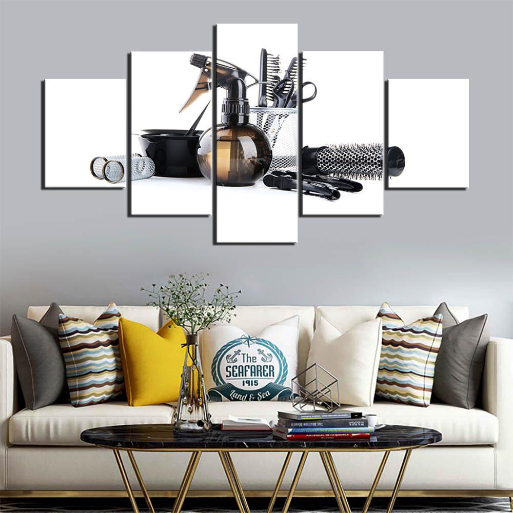 Современные 5 панелей парикмахерские инструменты парикмахерская холст картины постеры и принты настенные художественные фотографии домашний декор без рамки