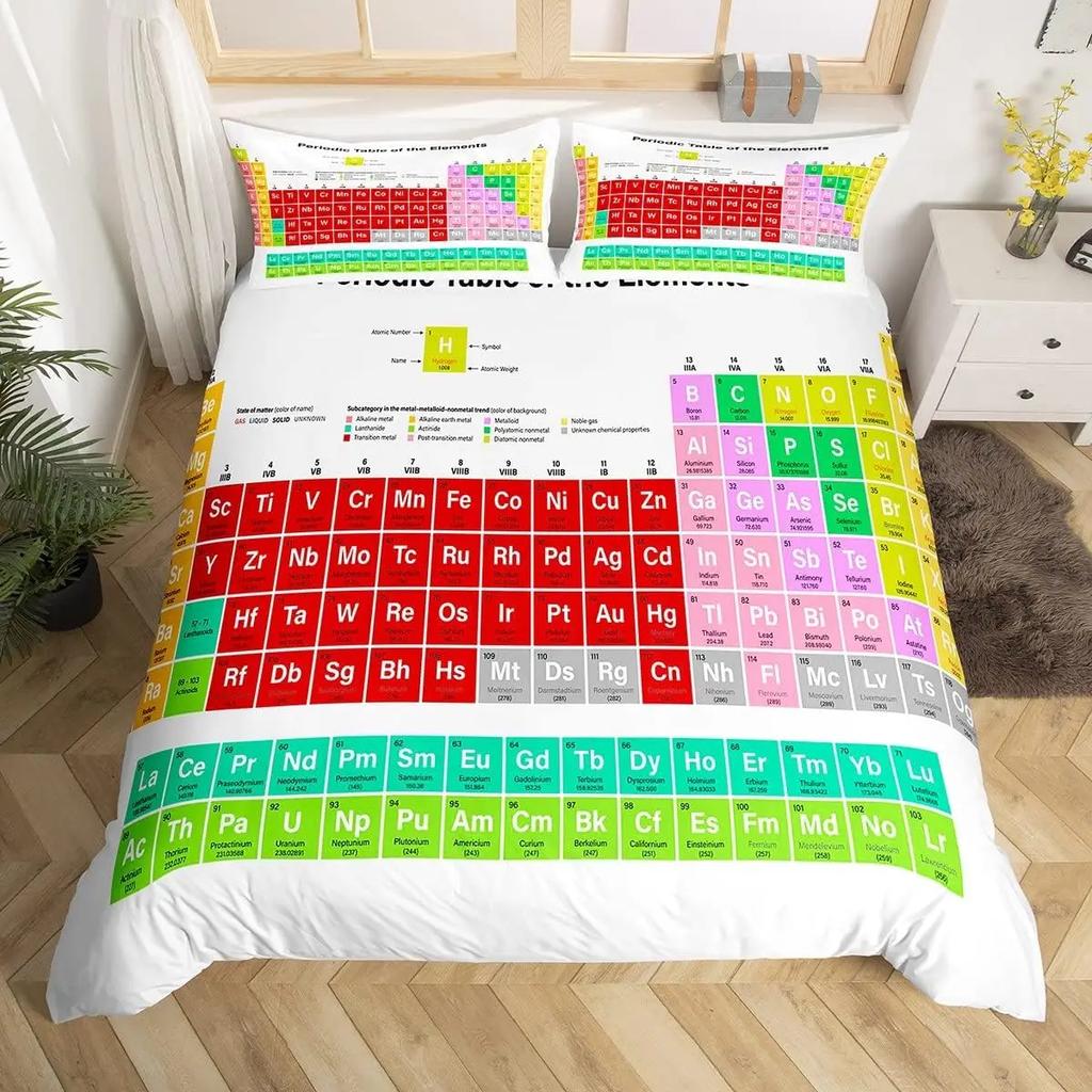 Periodic Table Of Elements Duvet Cover Twin Queen Science Theme Bedding Set For Chemistry Lovers Teens Kids Back To School Gifts