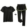 South korea Stretch Women's Sports Shorts Running Plus size Casual Fitness Yoga Suit Quick-Drying Fake Two-Piece Tight Trousers