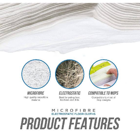100pcs 20*30cm Disposable MicroFibre Electrostatic Floor Cloths Dust Removal Mop Paper Floor Cleaning Wipes for Flat Swivel Mop