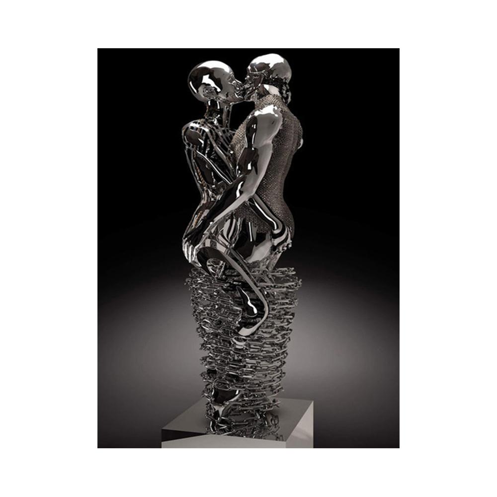 Абстрактная металлическая фигура, скульптура, настенный художественный постер, современный минималистский поцелуй, статуя, фреска, украшение комнаты, холст, живопись, Куадрос