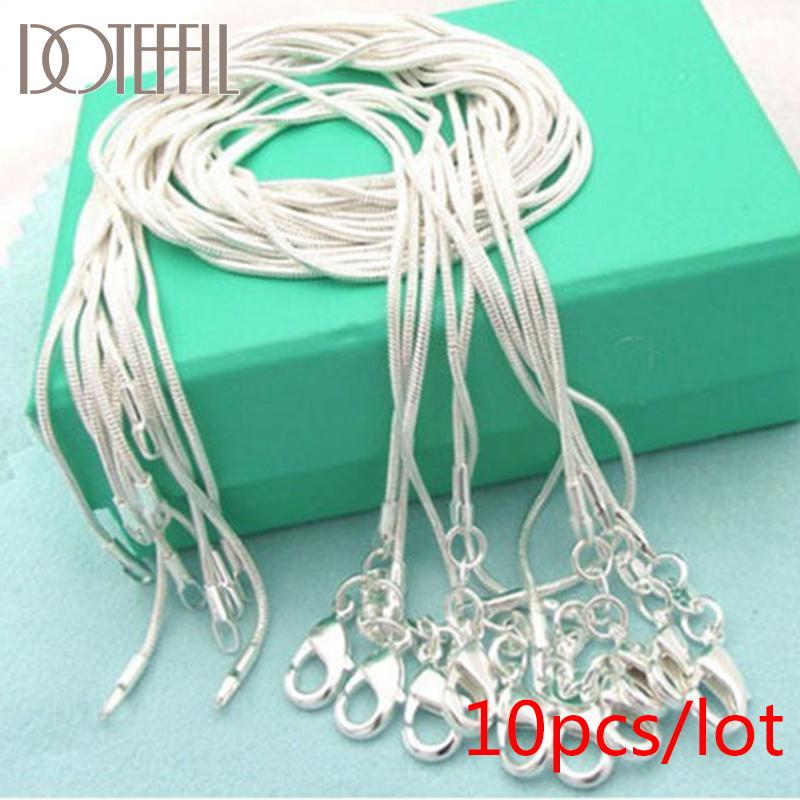DOTEFFIL 925 Silver 5/10pcs/Lot 16/18/20/22/24/26/28/30 Inch 1.2mm Snake Chain Necklace For Woman Man Fashion Jewelry