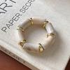 Multi-style Leopard Print Bamboo Tube Acrylic Stretchy Bracelets for Women Men Retro Resin Beaded Bangles Stack Jewelry Gift K1