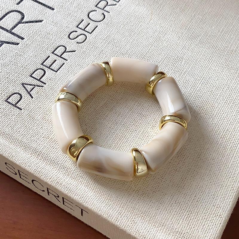 Multi-style Leopard Print Bamboo Tube Acrylic Stretchy Bracelets for Women Men Retro Resin Beaded Bangles Stack Jewelry Gift K1
