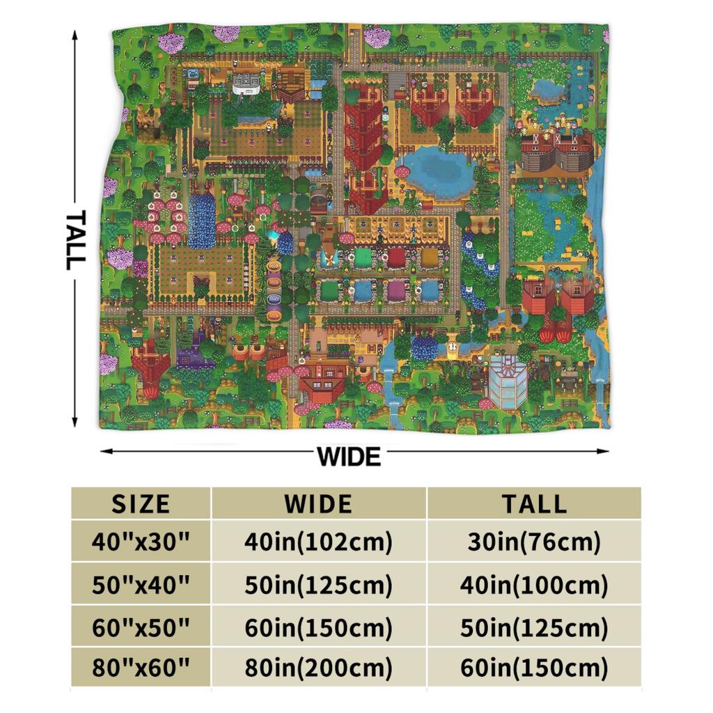 Карта Stardew Valley Животные Мягкое теплое одеяло Плюшевое одеяло для путешествий Забавный фланелевый плед для гостиной Покрывало для дивана-кровати