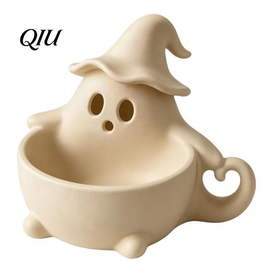 Ghost Snack Container 3D Printed Halloween Bowl, Trick or Treat Candy Theme Ornament Serving Decorative Storage Tray Dish, Party Supplies Versatile