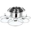 5 Sets Non Stick Pan Stainless Steel Double Ear Soup Pot Travel Cookware Large Capacity Stockpot