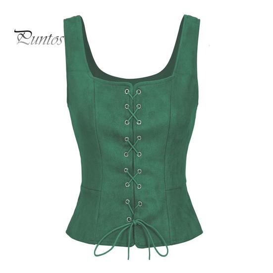Женский жилет на шнуровке Ренессанс Vinatge с квадратным вырезом без рукавов Средневековый приталенный однотонный топ для косплея на Хэллоуин