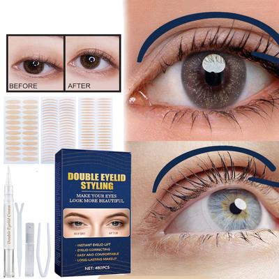 Лента для век, 480 шт. полосок для подтяжки век, водонепроницаемые полоски для двойных век, мгновенная подтяжка век для сильно обвисших, неровных, нависших, моно-веков 2 мл