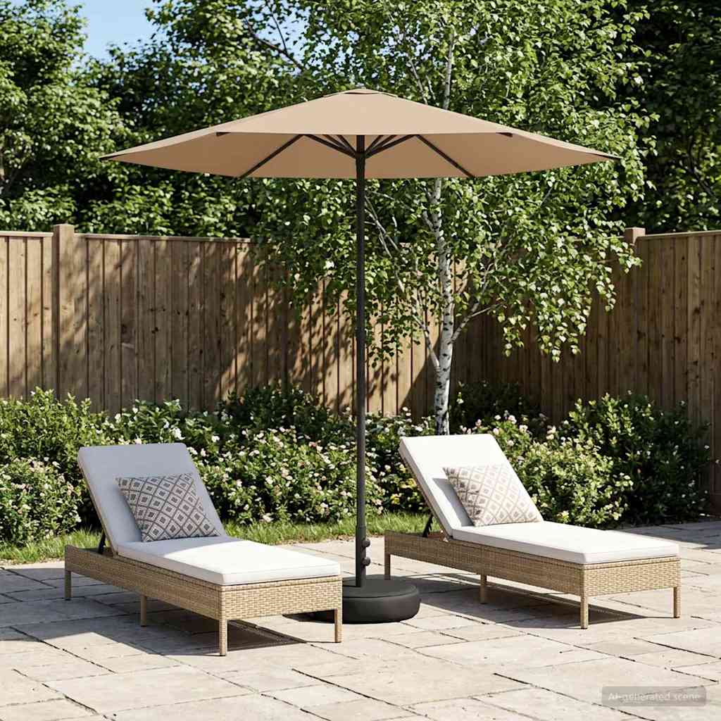 Garden Umbrella with Base 230 x 230 cm Polyester Rectangular Taupe