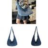 Vintage Blue Denim Tote Bag With Stitching Details For Daily Use